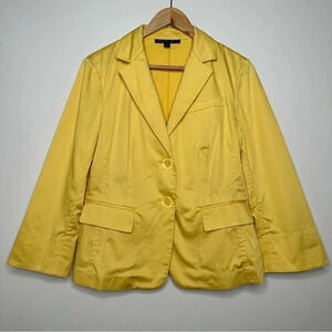 Lafayette 148 New York Yellow Two Button Cotton Blend Blazer Size 8
